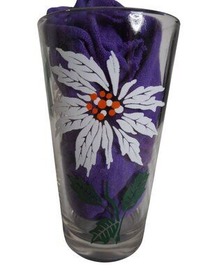 MCM Peanut Butter Juice Glass Tumbler White Poinsettia Estate find 5" #2